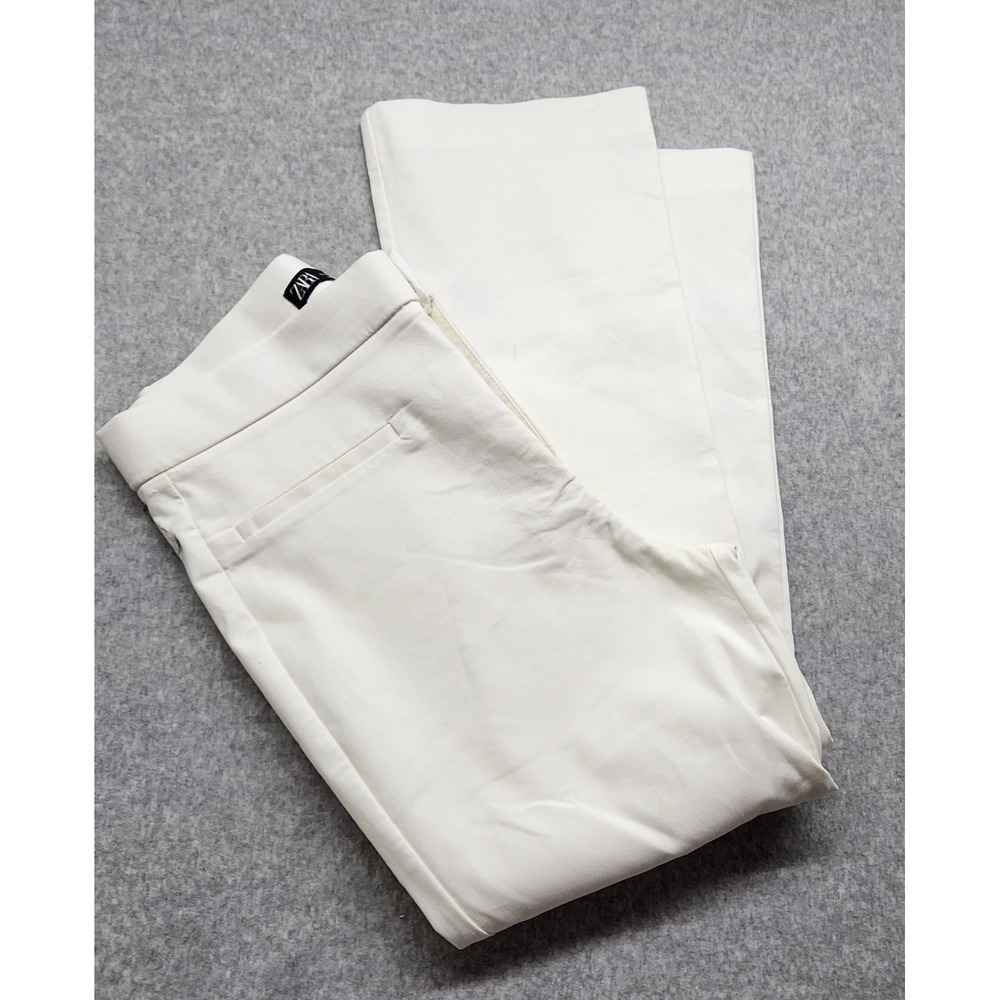 ZARA Women's High Waisted Wide Leg White Pants Slacks Size Large - Picture 6 of 6